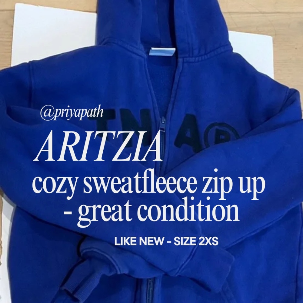 Blue Aritzia XXS Cozy Sweatfleece TNA Hoodie Like New Condition